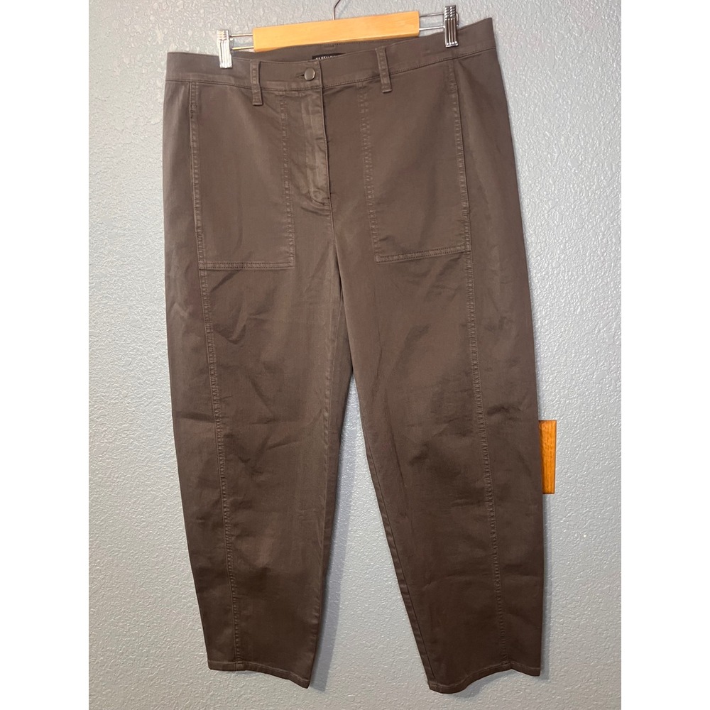 Eileen Fisher Organic Cotton Stretch Utility Tapered Pants Gray S24 Size 16